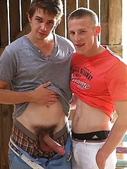 Young gay couple fucking in the barn