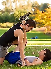 Evan Parker and Matthew Keading are out for a run on a beautiful sunny